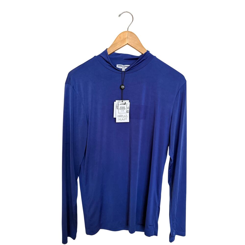 Opening Ceremony Long Sleeve Mock Neck Performance Shirt Women’s M Blue NWT FLAW